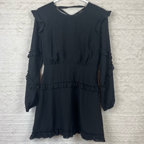 NWT Anthropologie SHILLA The Label Black Corset Tie Back Dress Medium Whimsigoth - Picture 1 of 16